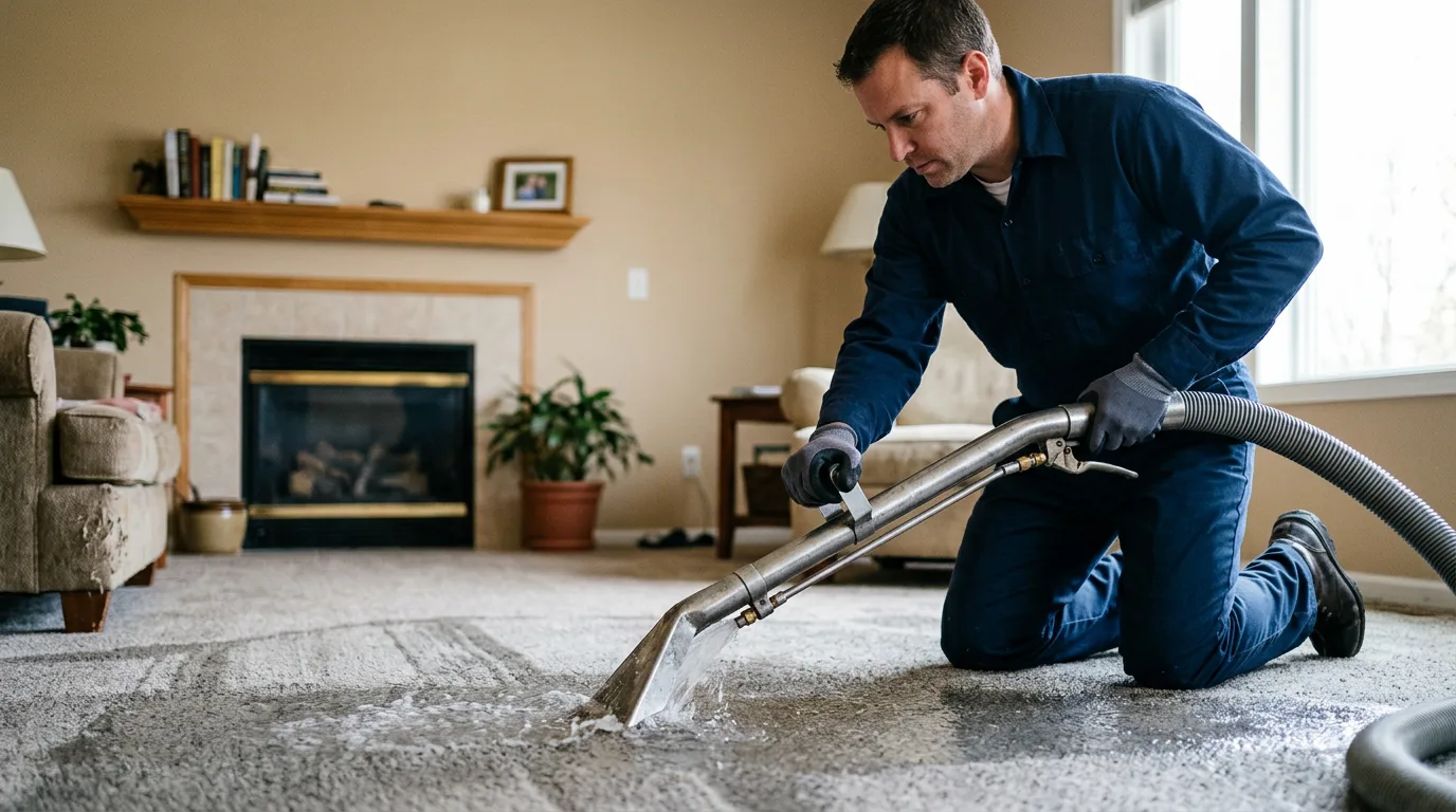 Water damage restoration technician working near Farmington, MO